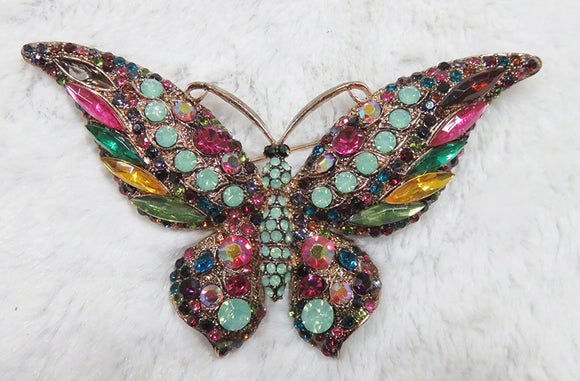GOLD MULTICOLOR BUTTERFLY BROOCH ( 3004 MT )