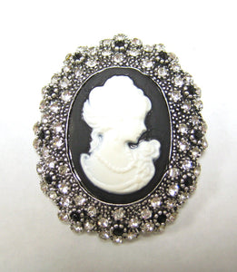 BLACK CAMEO BROOCH ( 5103 BK )