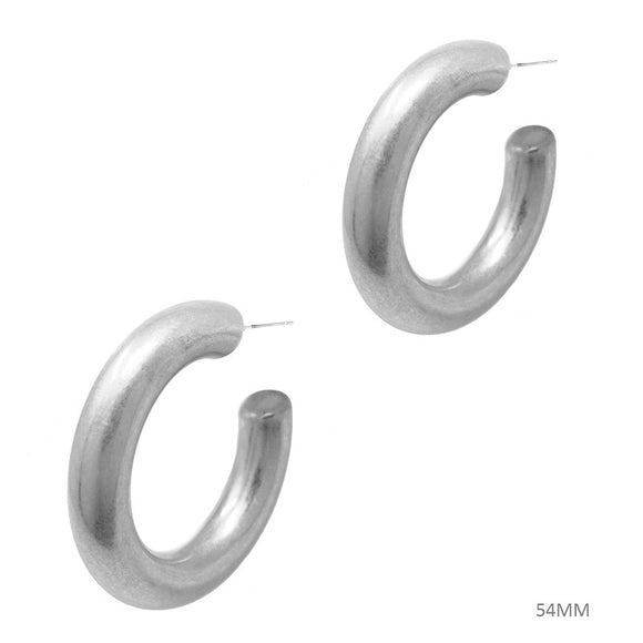 Worn Silver Hoop Earrings ( 2146 WS )