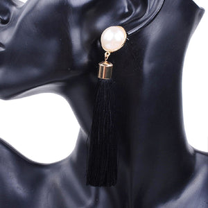 Gold Earrings Black Cream Pearls ( 2542 GDBLK )