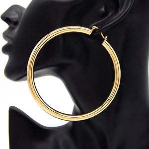 HOLLOW HOOP EARRINGS 80mm ( 3081 GD )