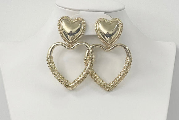 Gold Heart Clip On Earrings ( 3085 G )