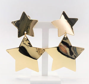 GOLD METAL STAR CLIP ON EARRINGS ( 3090 G )