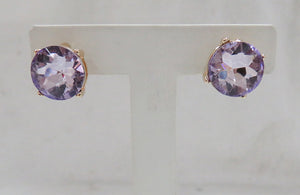 Gold Light Purple Stud Earrings ( 3095 LPP )