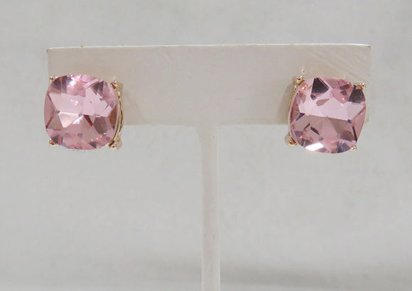 Gold Pink Stud Earrings ( 3095 PK )