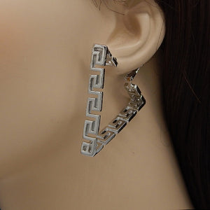 SILVER TRIANGLE GREEK EARRINGS ( 3268 RD )