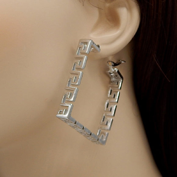 SILVER SQUARE GREEK EARRINGS ( 3269 RD )