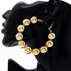 GOLD BALL HOOP EARRINGS ( 3342 GD )