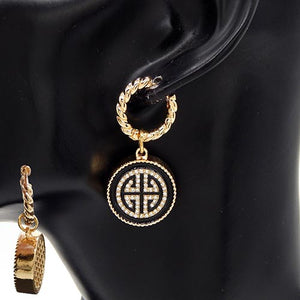 GOLD GREEK CLEAR STONES EARRINGS ( 3389 GDCLR )