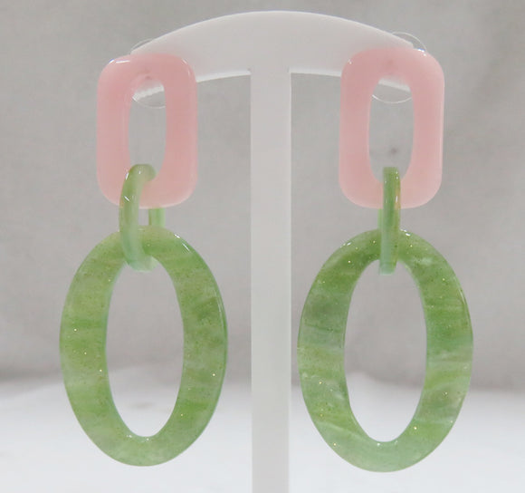 PINK GREEN EARRINGS ( 3416 PG )
