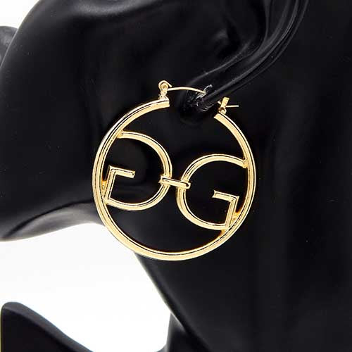 GOLD METAL G HOOP EARRINGS ( 3439 GD )