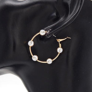 GOLD HOOP PEARLS EARRINGS ( 3460 GDCRM )