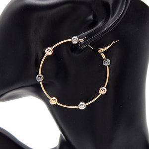 GOLD MULTI COLOR BALL HOOP EARRINGS ( 3461 GDMLT )