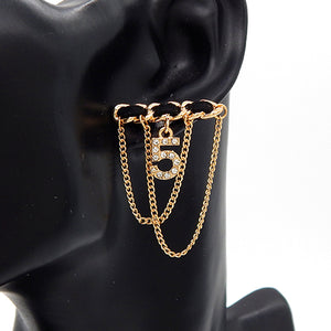 GOLD BLACK 5 CHAIN EARRINGS ( 3496 GDCLR )