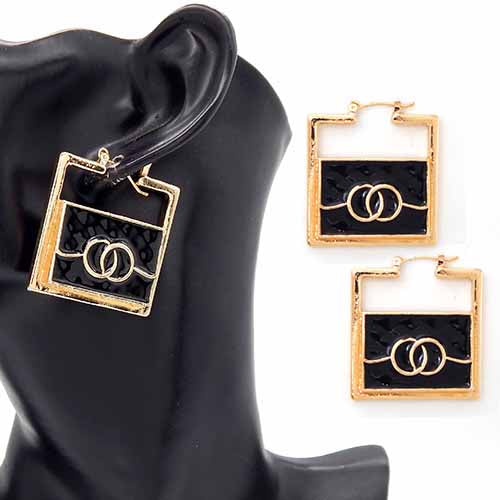 EPOXY BAG SHAPE EARRINGS ( 3535 GDBLK )