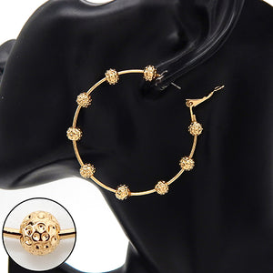 HOOP EARRINGS METAL BALLS ( 3537 GDGOD )