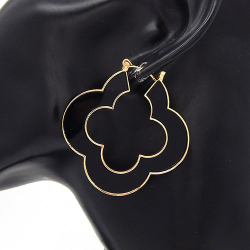 GOLD BLACK QUATREFOIL EARRINGS ( 3592 GDBLK )