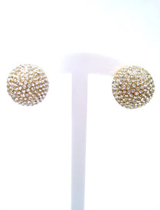 GOLD ROUND EARRINGS CLEAR STONES ( 3943 GCL )