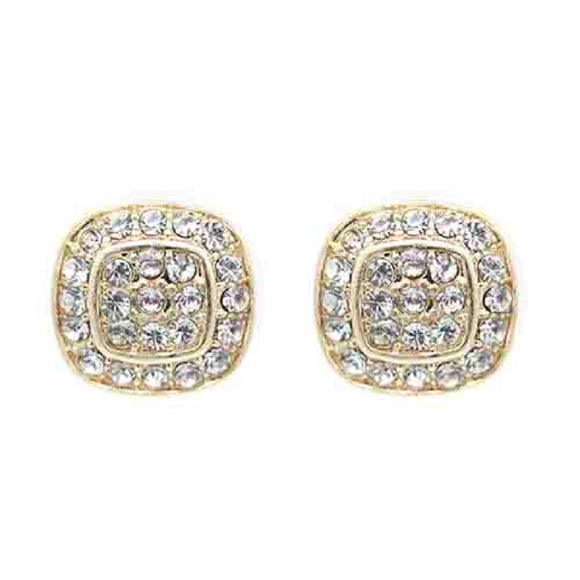 GOLD STUD EARRINGS CLEAR STONES ( 4220 GDCL )