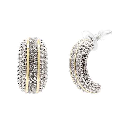 14K GOLD PLATED EARRINGS CLEAR CZ STONES ( 453 2T )