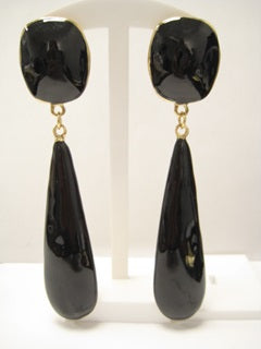 GOLD BLACK DANGLING CLIP ON EARRINGS ( 3271 BK )