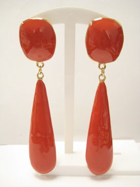 GOLD ORANGE DANGLING CLIP ON EARRINGS ( 3271 OR )