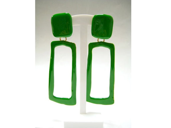 GOLD GREEN CLIP ON EARRINGS ( 3272 GN )