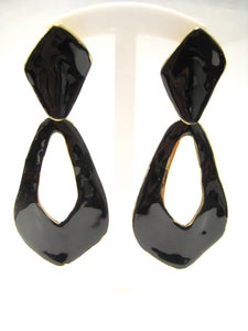 GOLD BLACK DANGLING CLIP ON EARRINGS ( 3673 BK )