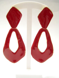 GOLD RED DANGLING CLIP ON EARRINGS ( 3673 RD )