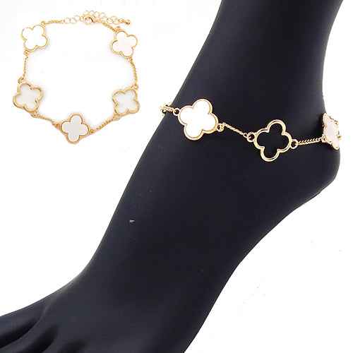 SILVER CREAM QUATREFOIL ANKLET ( 2044 RDCRM )