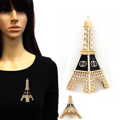 GOLD EIFFEL TOWER BROOCH ( 2107 GDCLR )