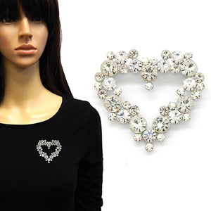 HEART BROOCH Clear STONES ( 2154 RDCLR )