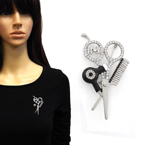 SILVER BROOCH CLEAR ( 2164 RDBLK )