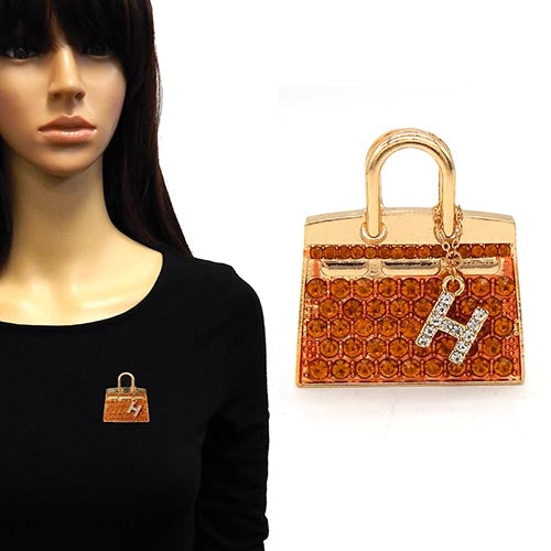 GOLD BAG BROOCH TOPAZ ( 2170 GDTOP )