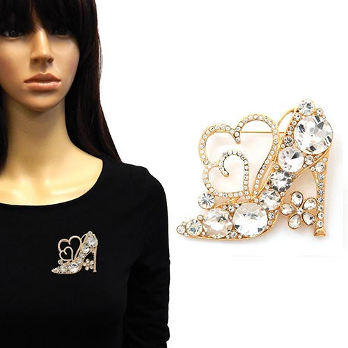 GOLD SHOE BROOCH ( 2173 GDCLR )