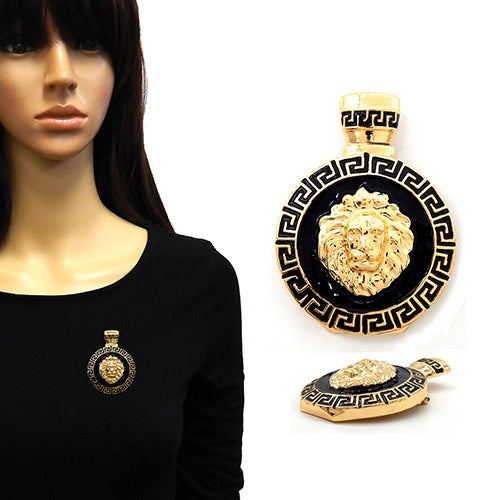 FAN SHAPE BROOCH BLACK GOLD ( 2208 GDBLK )