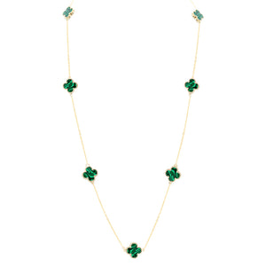 GOLD GREEN QUATREFOIL NECKLACE ( 204 GDGR36 )