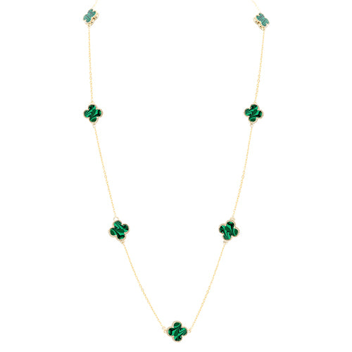 GOLD GREEN QUATREFOIL NECKLACE ( 204 GDGR36 )