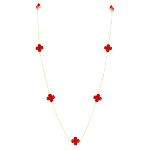 GOLD RED QUATREFOIL NECKLACE ( 204 GDRD36 )