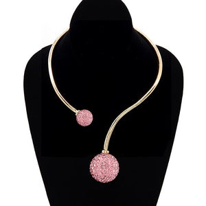 GOLD CHOKER NECKLACE PINK STONES ( 3689 GDPNK )