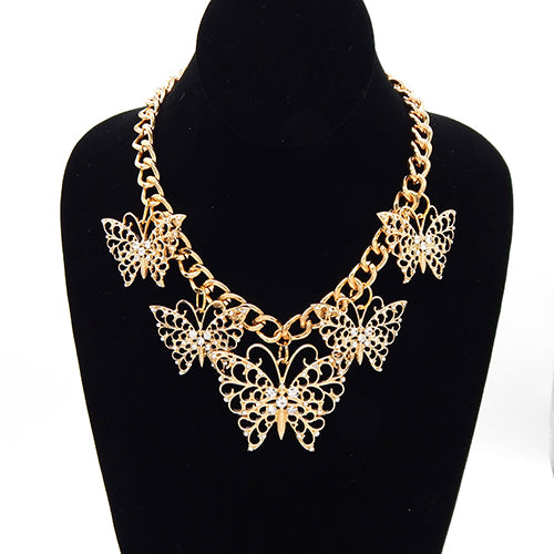 BUTTERFLY FILIGREE CHARM NECKLACE ( 8098 GDCLR )