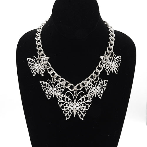 BUTTERFLY FILIGREE CHARM NECKLACE ( 8098 RDCLR )