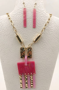 GOLD NECKLACE SET Pink ( 4819 GPK )