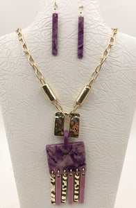 GOLD NECKLACE SET Purple ( 4819 GPP )