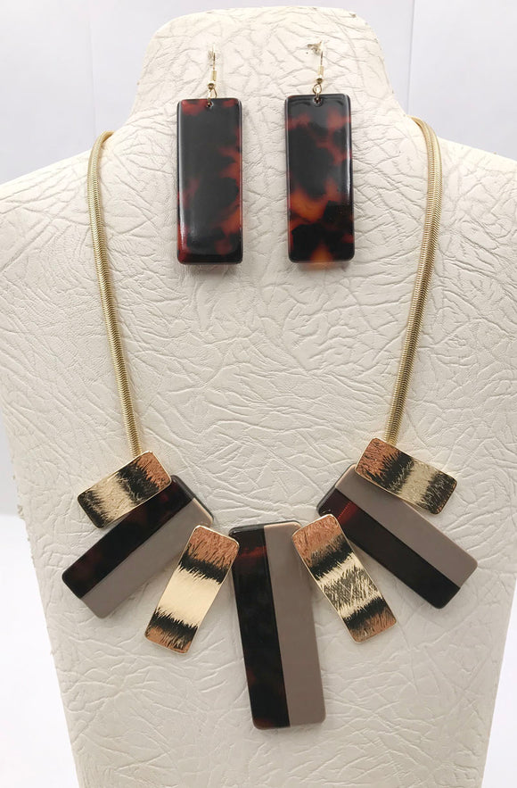 GOLD BROWN NECKLACE SET ( 4821 GBN )