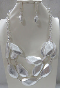 Matte Silver Necklace Set ( 4839 MS )