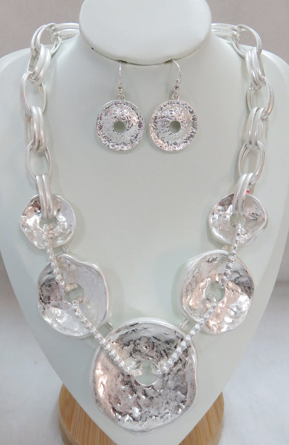 Silver Necklace Set ( 4841 MS )