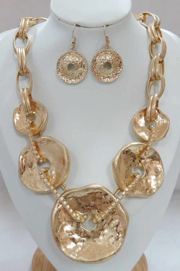 Matte Gold Necklace Set ( 4841 MG )
