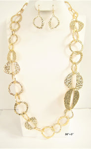 Long Gold Color Necklace Set ( 4848 G )