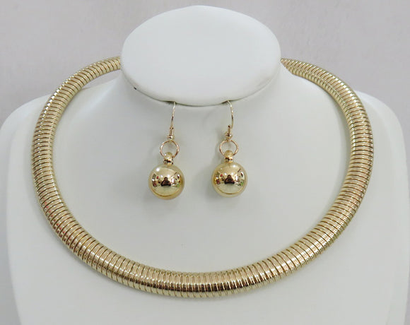 GOLD CHOKER NECKLACE SET ( 5005 G )